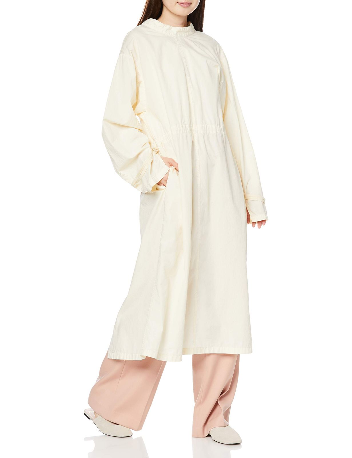 アダムエロペ ワンピース スタンドカラー2 WAYワンピース レディース シロメイン 日本 F サイズ