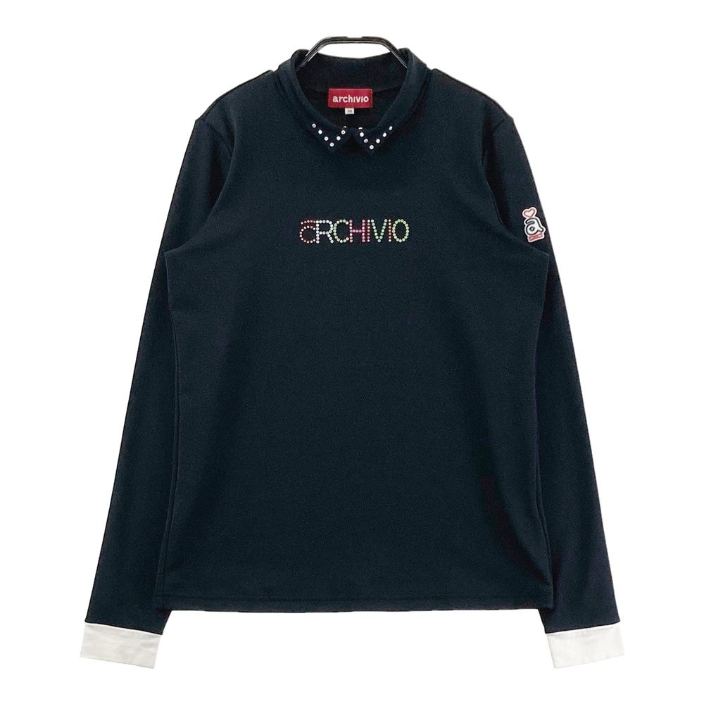 【新品未使用 アルチビオ】機能素材ラガー襟長袖プルオーバー38号 サイズ：38 ARCHIVIO アルチビオ 襟付き 長袖Tシャツ ブラック系