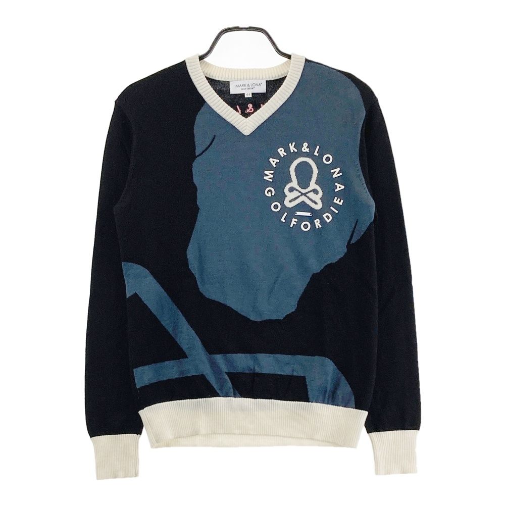 サイズ 44 MARK-LONA マークアンドロナ 2025年 Vネックニット セーター ブラック系 ゴルフウェア メンズ ストスト