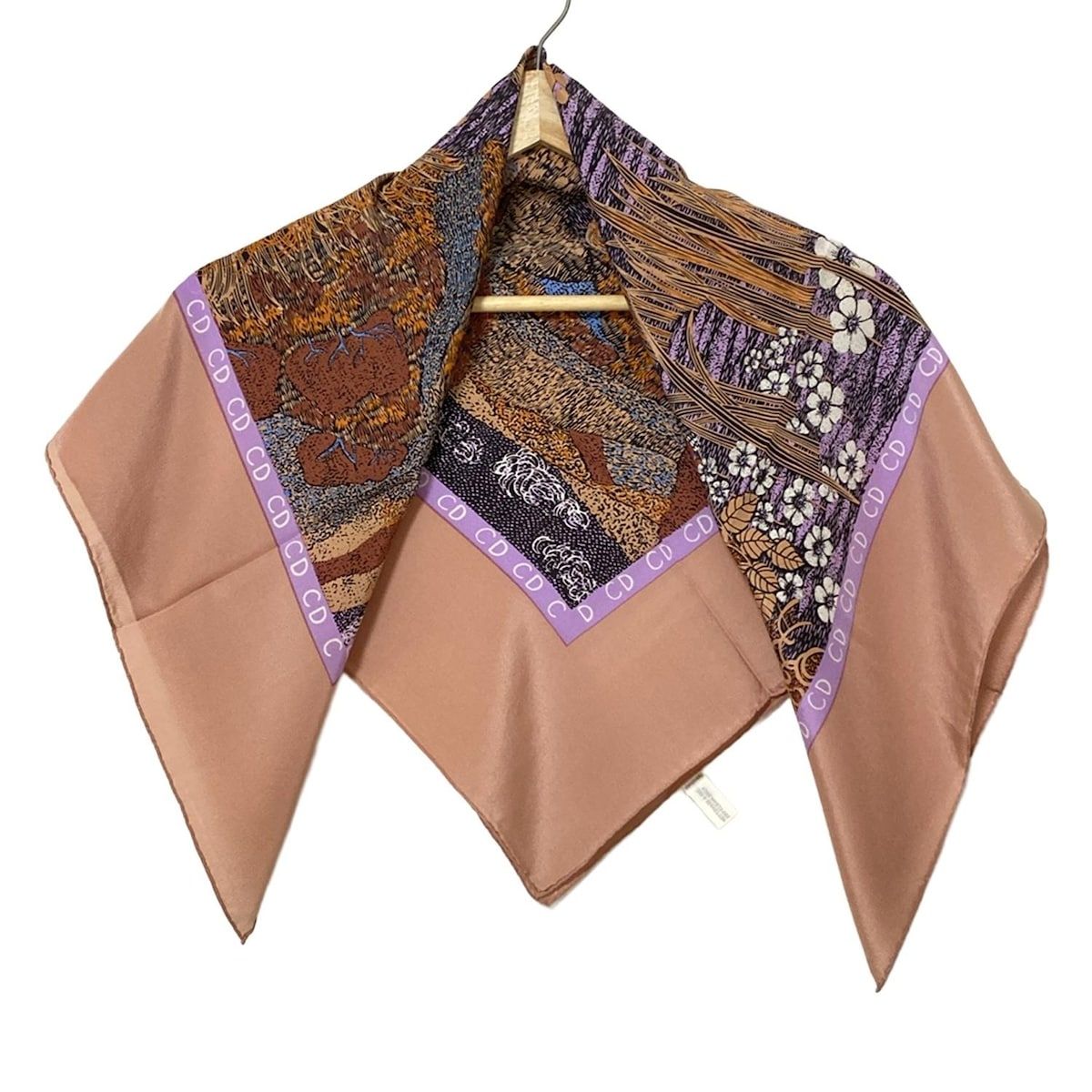 DIOR ChristianDior ディオール クリスチャンディオール スカーフ - ピンク×オレンジ×マルチ フラワー 花