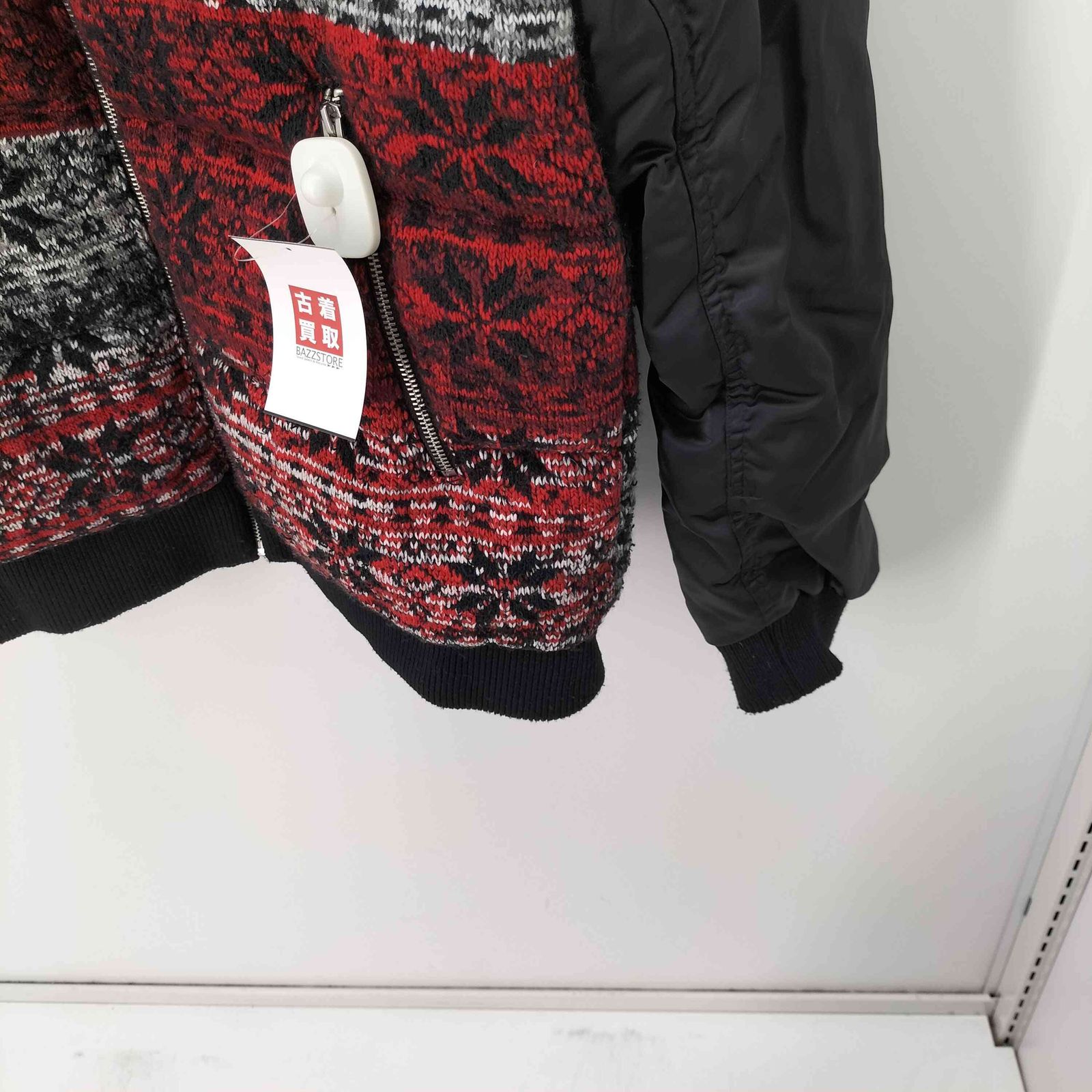 DIESEL 雪柄ニット切替 ボンバーダウンジャケット XXL/2XL フライト 
