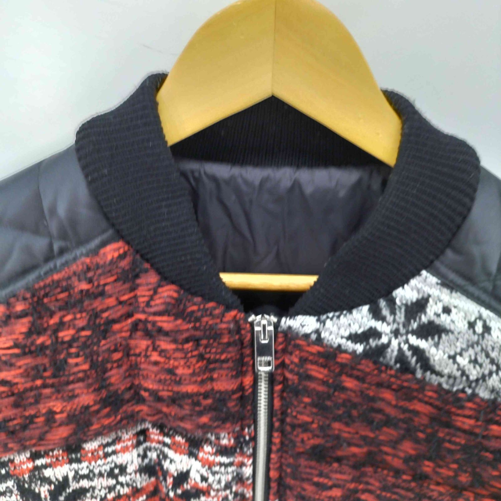 DIESEL 雪柄ニット切替 ボンバーダウンジャケット XXL/2XL フライト 