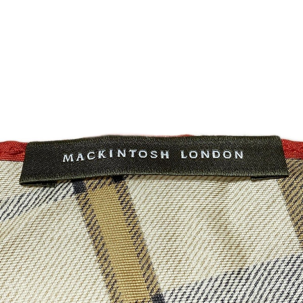 MACKINTOSH LONDON マッキントッシュロンドン スカーフ ベージュ 黒 ライトブラウン チェック柄 ニット バンダナ スカーフ 