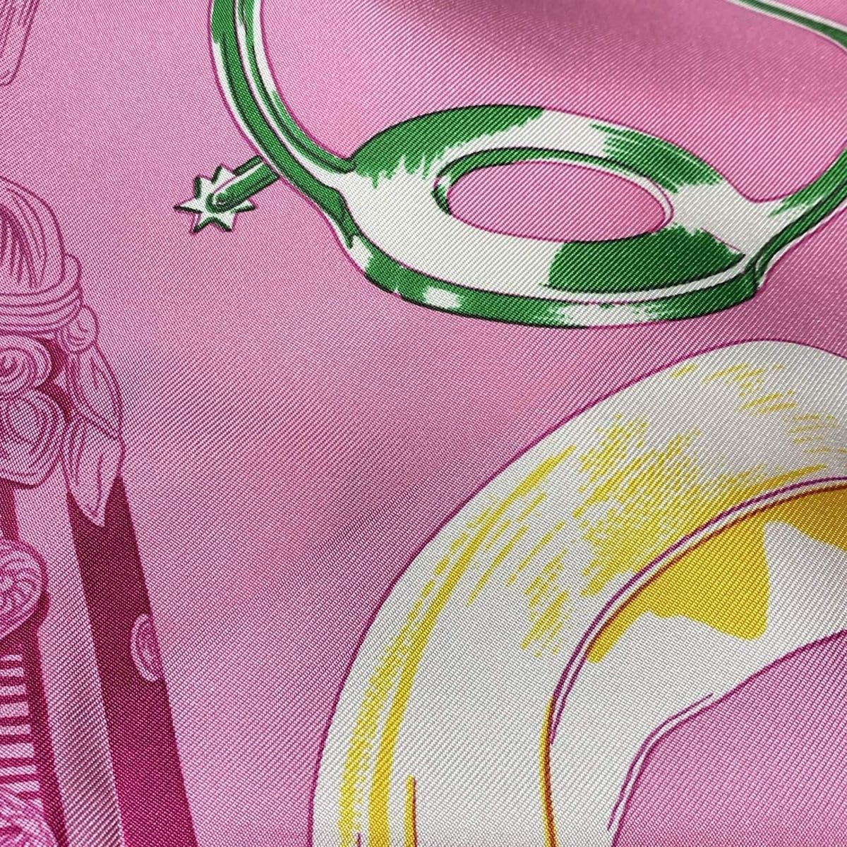 HERMES(エルメス) スカーフ カレ90 ピンク×白×マルチ ETRIERS Remix