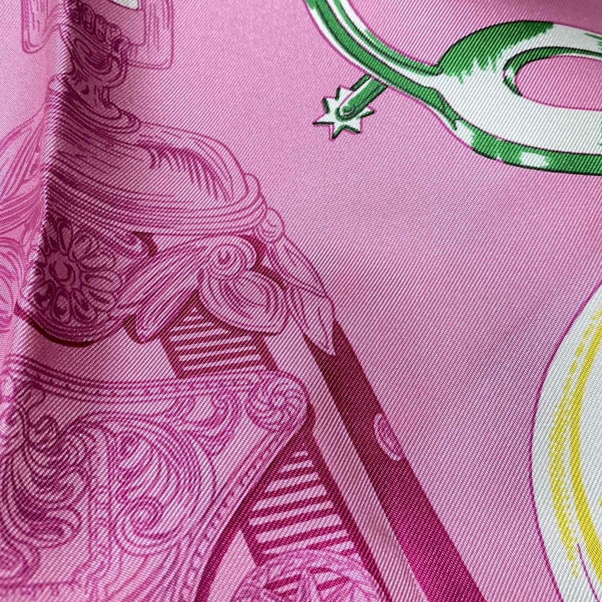 HERMES(エルメス) スカーフ カレ90 ピンク×白×マルチ ETRIERS Remix