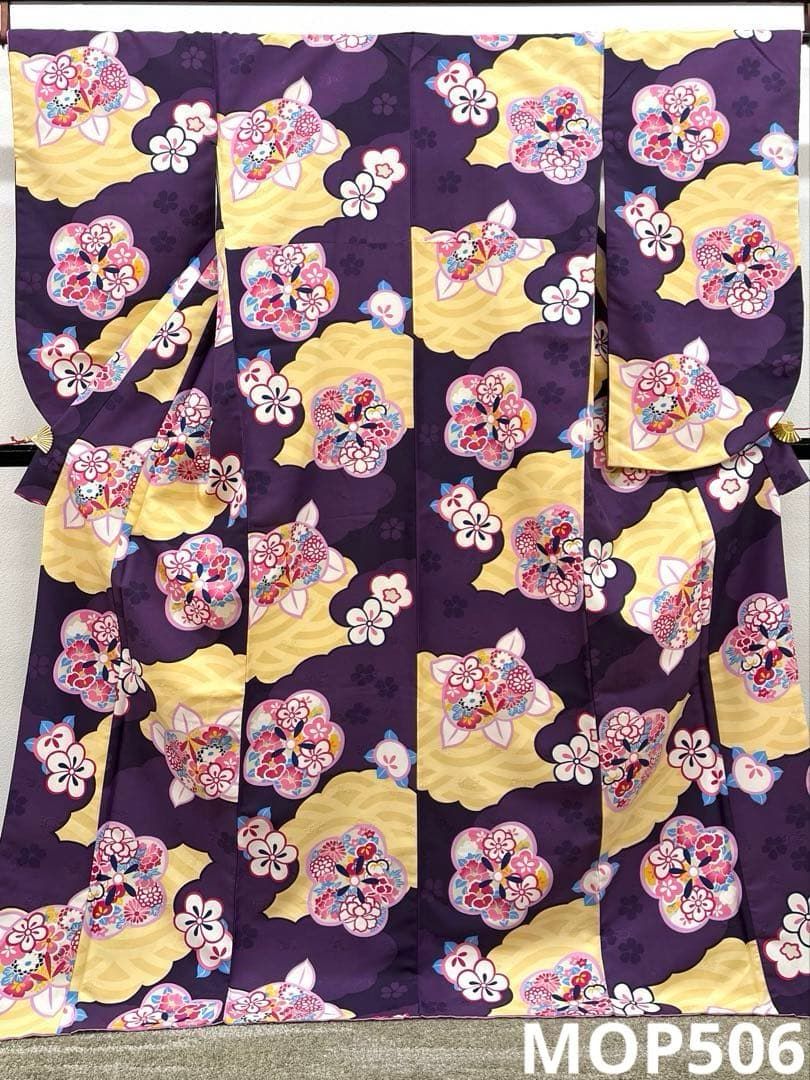 二尺袖 ポリエステル着物 橘 桜 梅 紋意匠 袴向き MOP506 - メルカリ