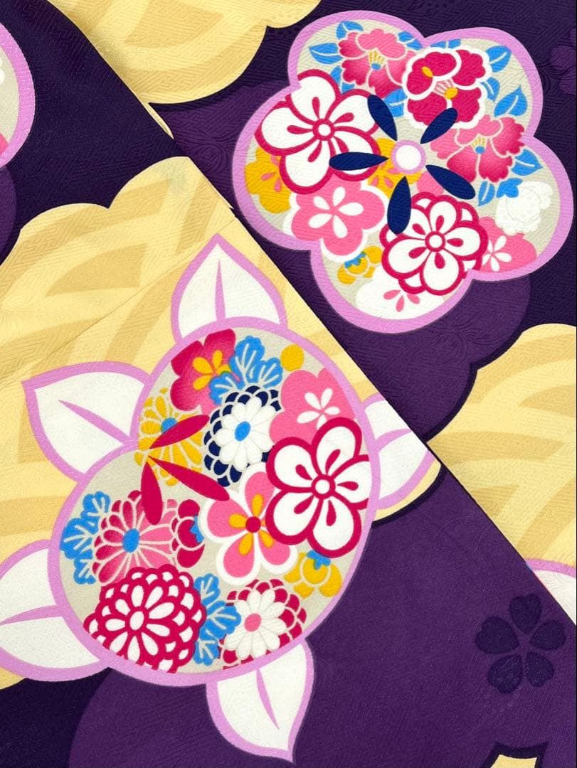 二尺袖 ポリエステル着物 橘 桜 梅 紋意匠 袴向き MOP506 - メルカリ