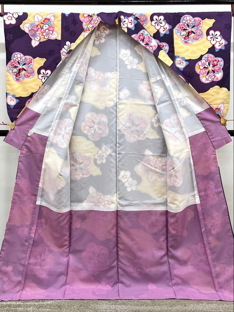 二尺袖 ポリエステル着物 橘 桜 梅 紋意匠 袴向き MOP506 - メルカリ