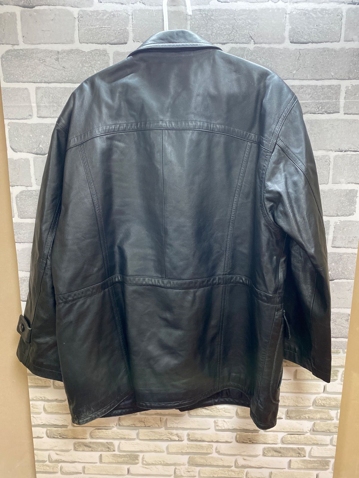 PIERRE BALMAIN 黒 レザージャケット F A【A20-57】◇PIERRE BALMAIN サイズL レザージャケット 黒 無地