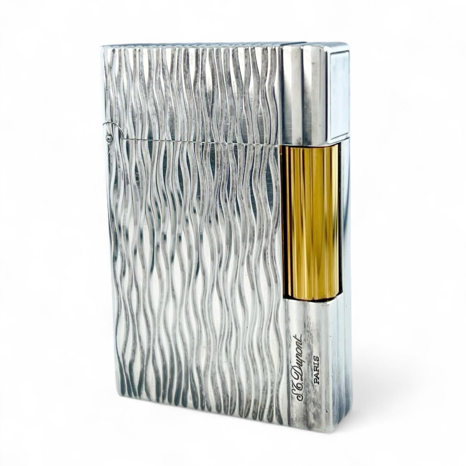 Dupont デュポン ギャッツビー ウェーブエンボス ローラー式 喫煙具 ガスライター シルバー フランス製 メンズ 着火 済み