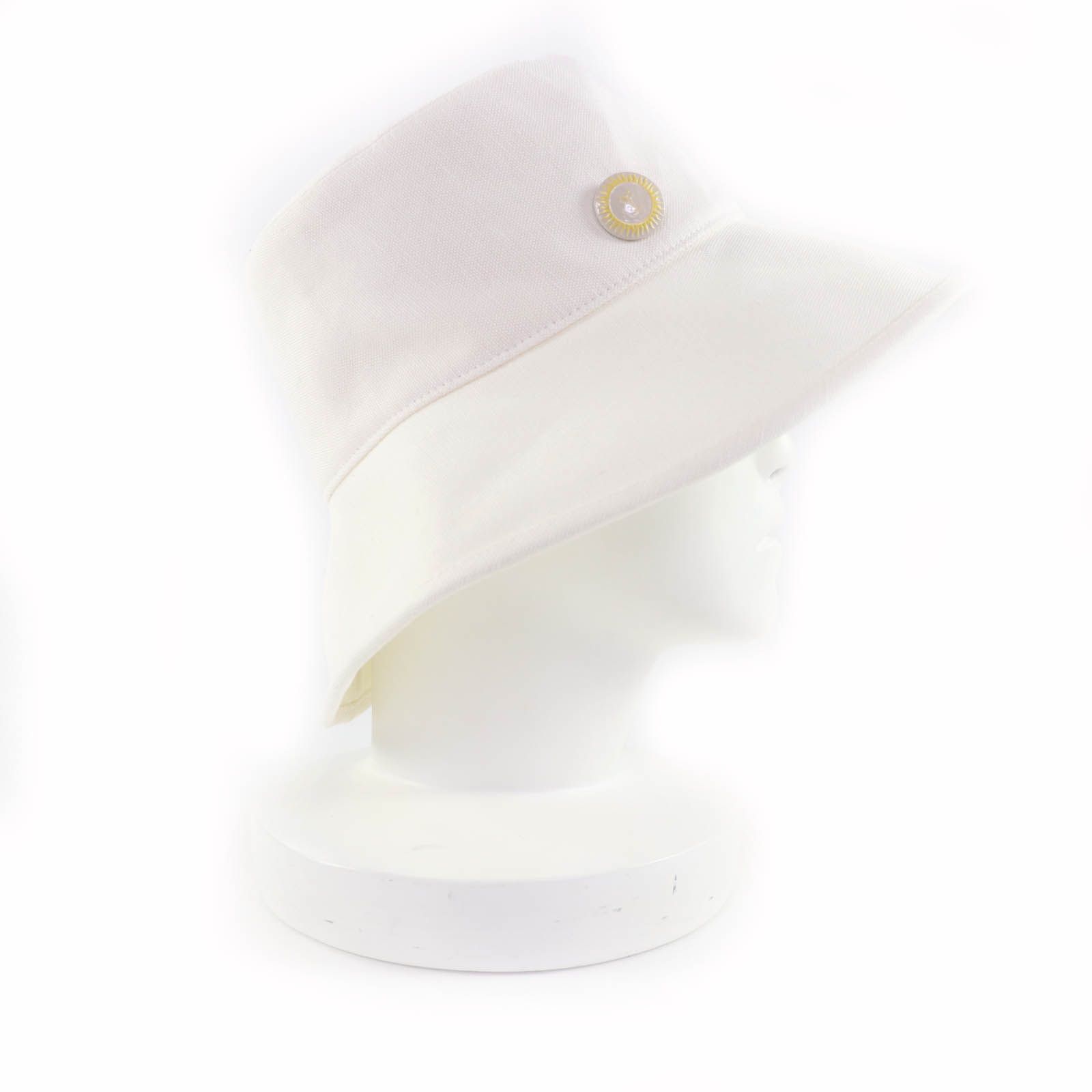 HERMES エルメス Gaelle ガエル ヘンプ コットン混 ハット バケットハット 帽子 ホワイト 58 フランス製 レディース