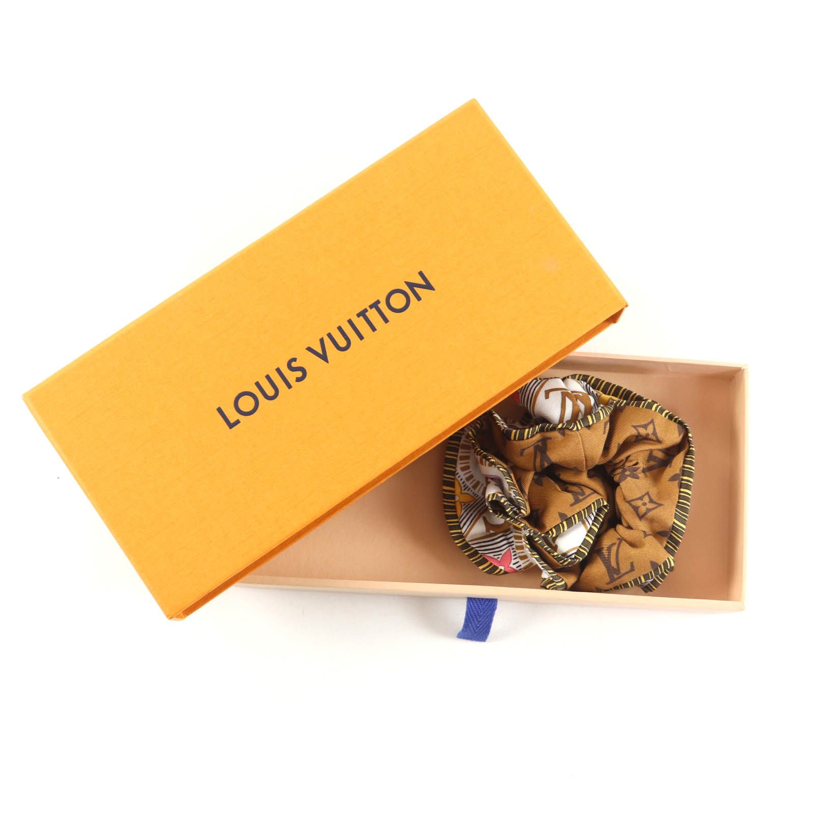 LOUIS VUITTON ルイヴィトン M 78265 モノグラム タイルズ シルク シュシュ ヘアアクセサリー マルチ き イタリア製 レディース