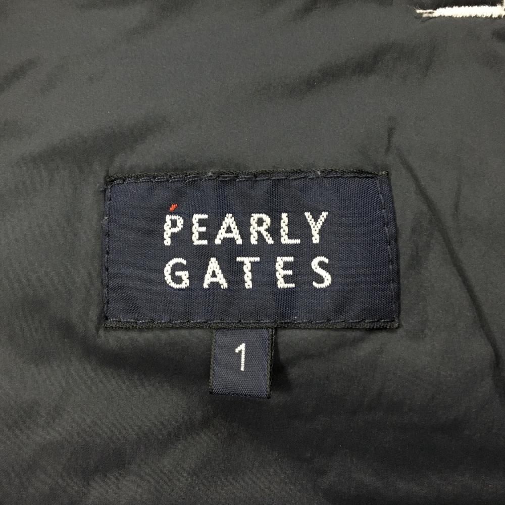 美品】パーリーゲイツ 中綿スカート 黒×白 総柄 裾一部プリーツ レディース