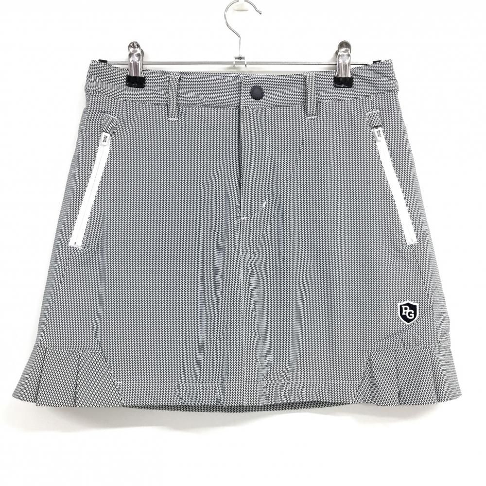 パーリーゲイツ 中綿スカート 黒 白 総柄 裾一部プリーツ レディース 1 M ゴルフウェア PEARLY GATES