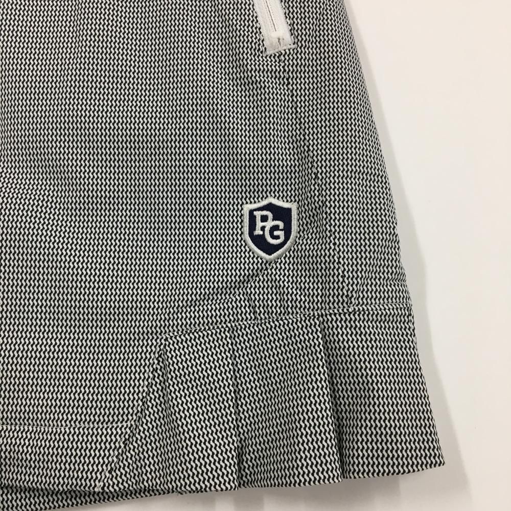 美品】パーリーゲイツ 中綿スカート 黒×白 総柄 裾一部プリーツ レディース