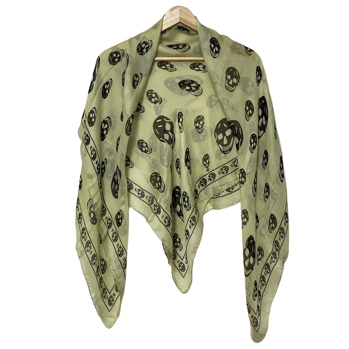 ALEXANDER McQUEEN アレキサンダーマックイーン スカーフ ライトグリーン 黒