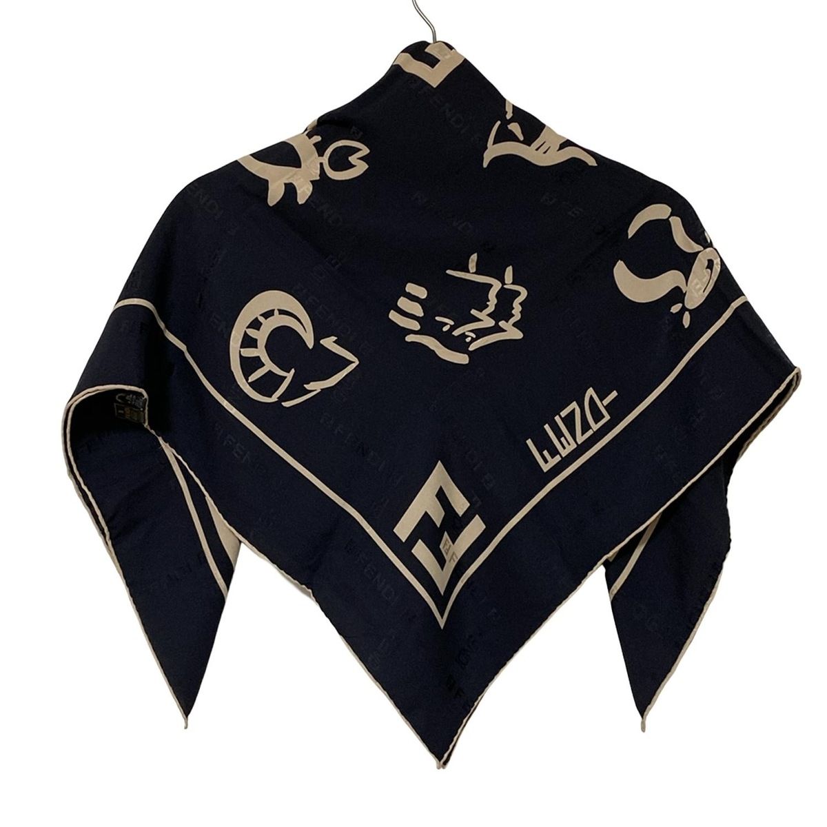 FENDI フェンディ スカーフ 黒 ベージュ