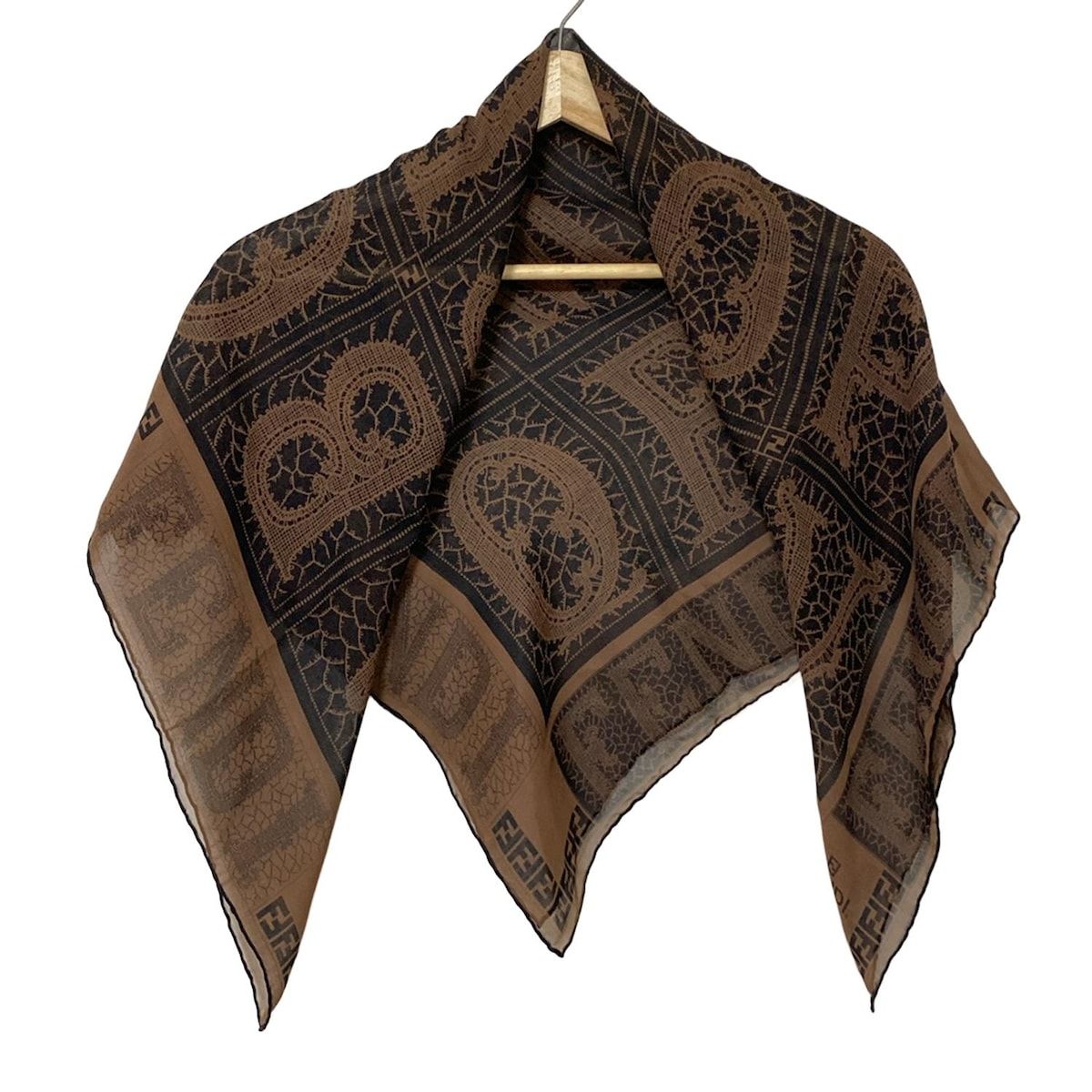 FENDI フェンディ スカーフ - ダークブラウン×黒