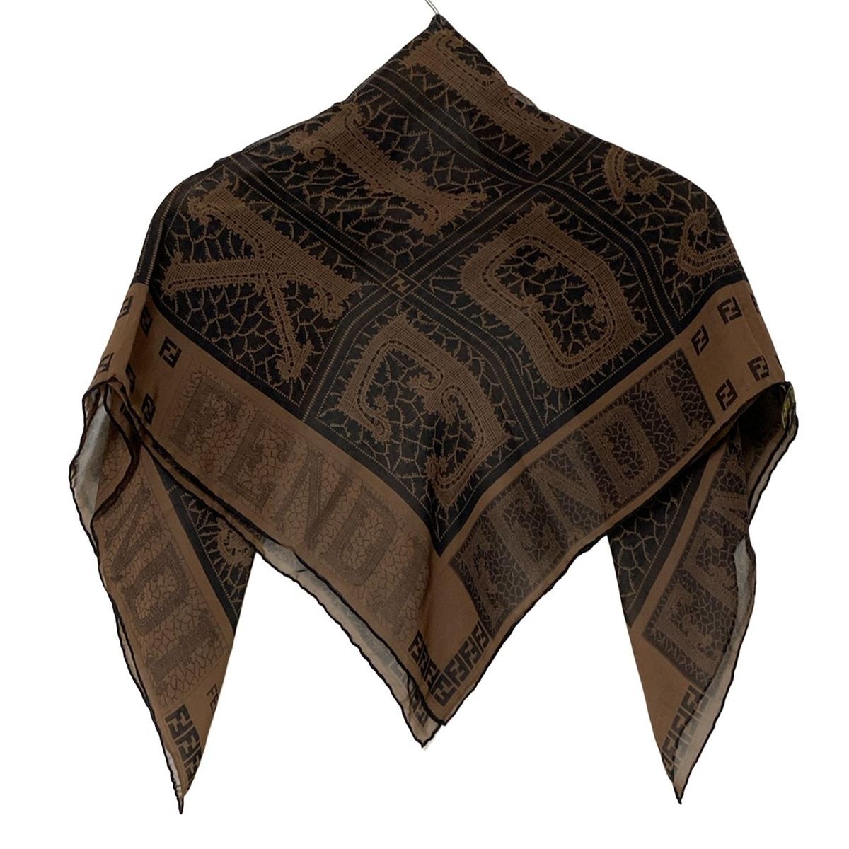 FENDI フェンディ スカーフ - ダークブラウン×黒