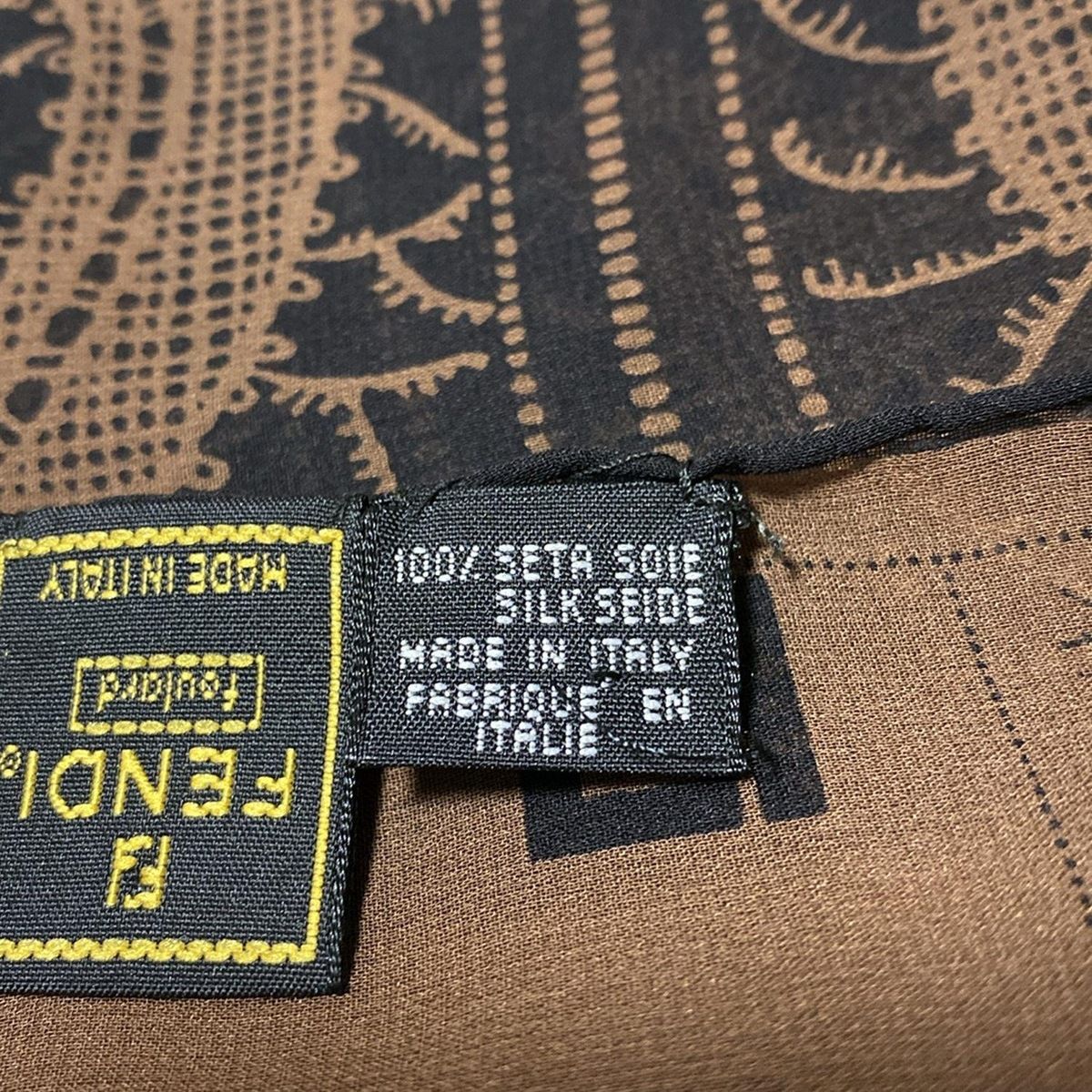  FENDI フェンディ スカーフ - ダークブラウン×黒 バンダナ スカーフ 小物