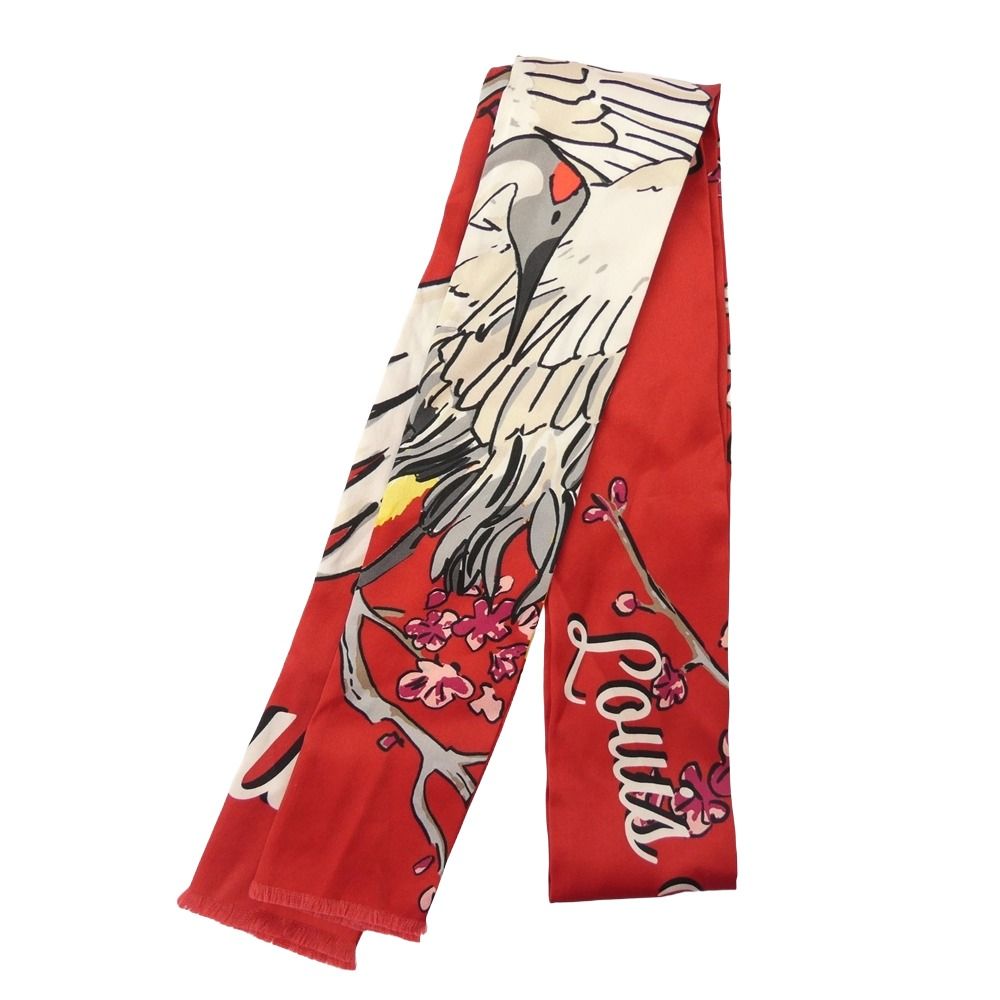 LOUIS VUITTON ルイ ヴィトン MP 1709 キムジョーンズ期 ツル シルク スカーフ ストール レッド系