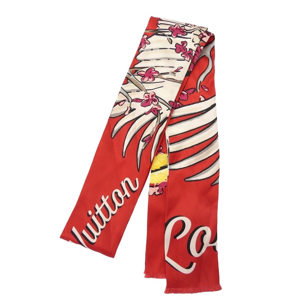 LOUIS VUITTON ルイ ヴィトン MP 1709 キムジョーンズ期 ツル シルク スカーフ ストール レッド系