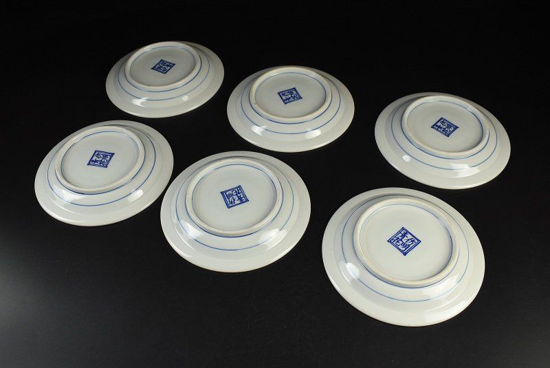 蔵A071】染付 青花 中皿 五寸皿 17cm 六客 - メルカリ