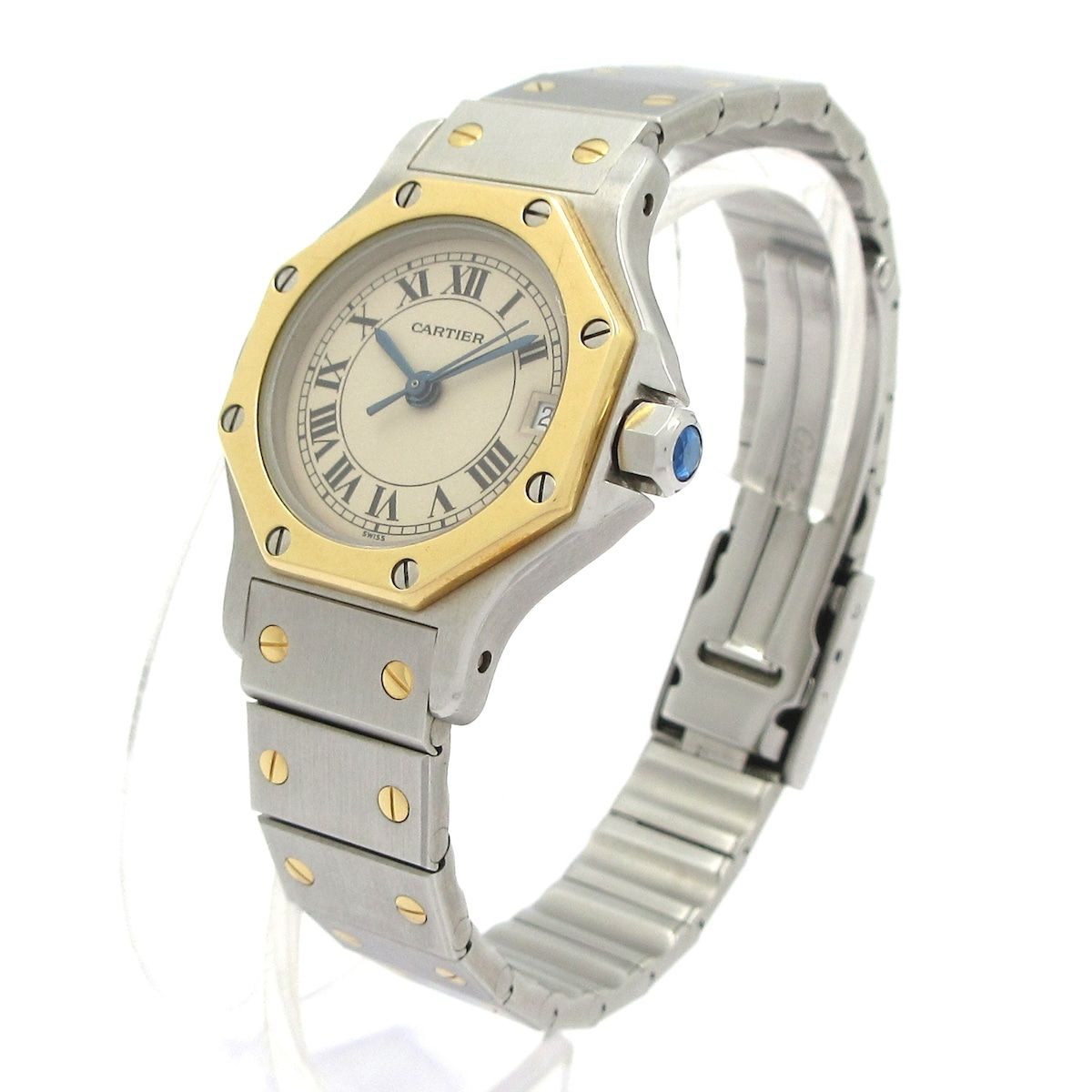Cartier カルティエ 腕時計 サントスオクタゴンSM レディース SS K 18 YG アイボリー