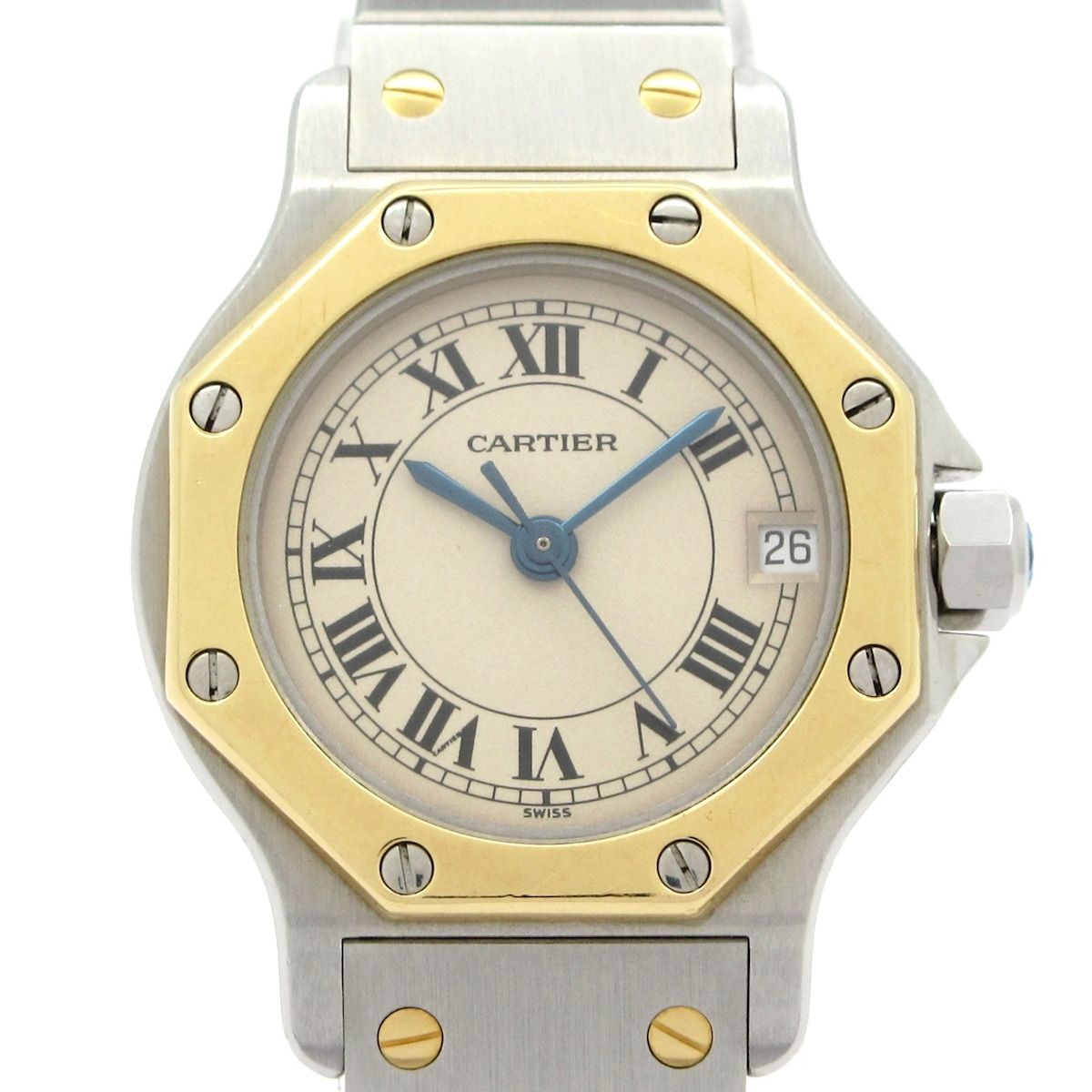 Cartier カルティエ 腕時計 サントスオクタゴンSM レディース SS K 18 YG アイボリー