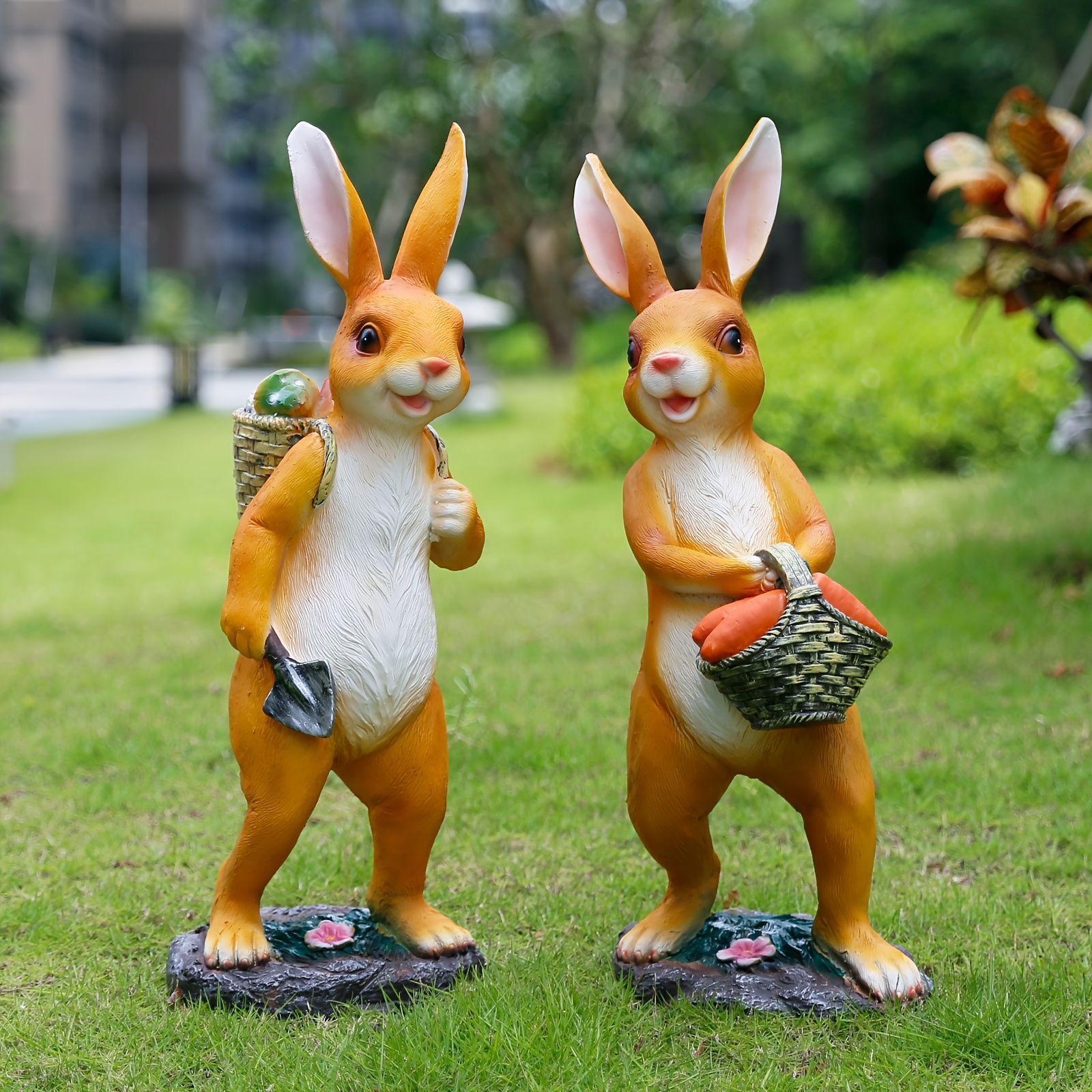 置物 オブジェ ガーデンオーナメント カゴを持っているウサギ カゴを背負っているウサギ ラビット うさぎ 2種類 屋外 屋内 室内 インテリア 玄関 リビング ダイニング 装飾 庭 ガーデニング ガーデン ギフト インテリア用品 贈り物 雑貨