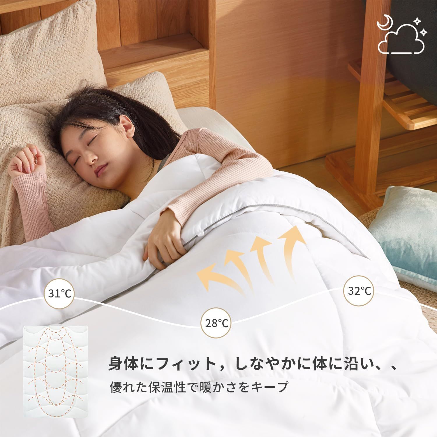 24時間以内発送】抗菌防臭 軽量 洗える 防ダニ 150x210cm 通気性