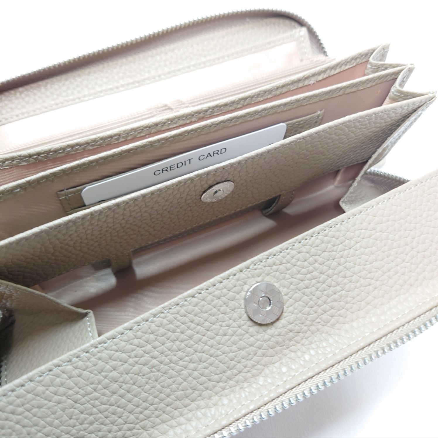 受注製作 刺繍3つ ブラウン タンバリン 本革ギャルソン長財布 ミナペルホネン