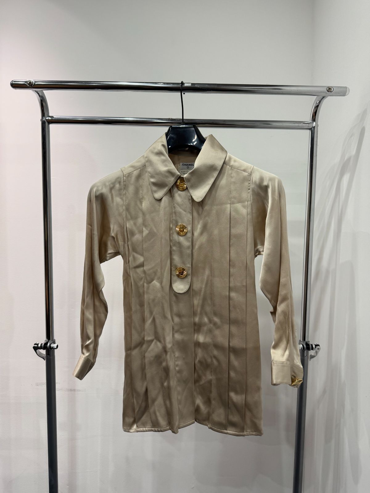 シャネル シャツ シルク ベージュ