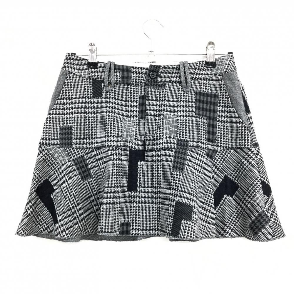 美品】ゾーイ スカート グレー×黒 千鳥柄 バックロゴ 羊毛混