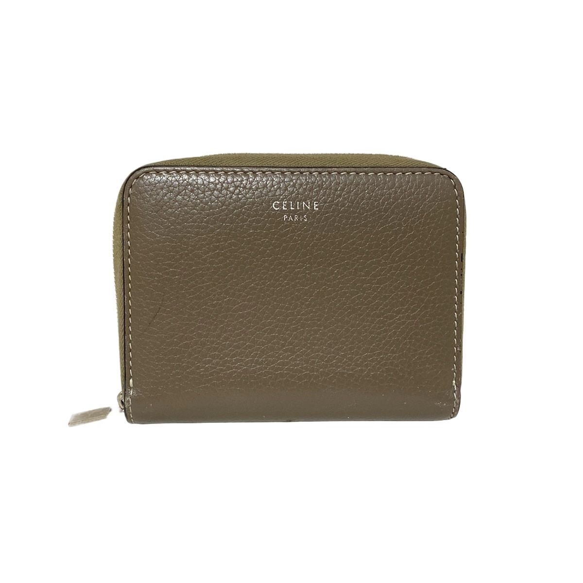 CELINE(セリーヌ) コインケース コンパクト ジップドウォレット グレーベージュ ラウンドファスナー レザー