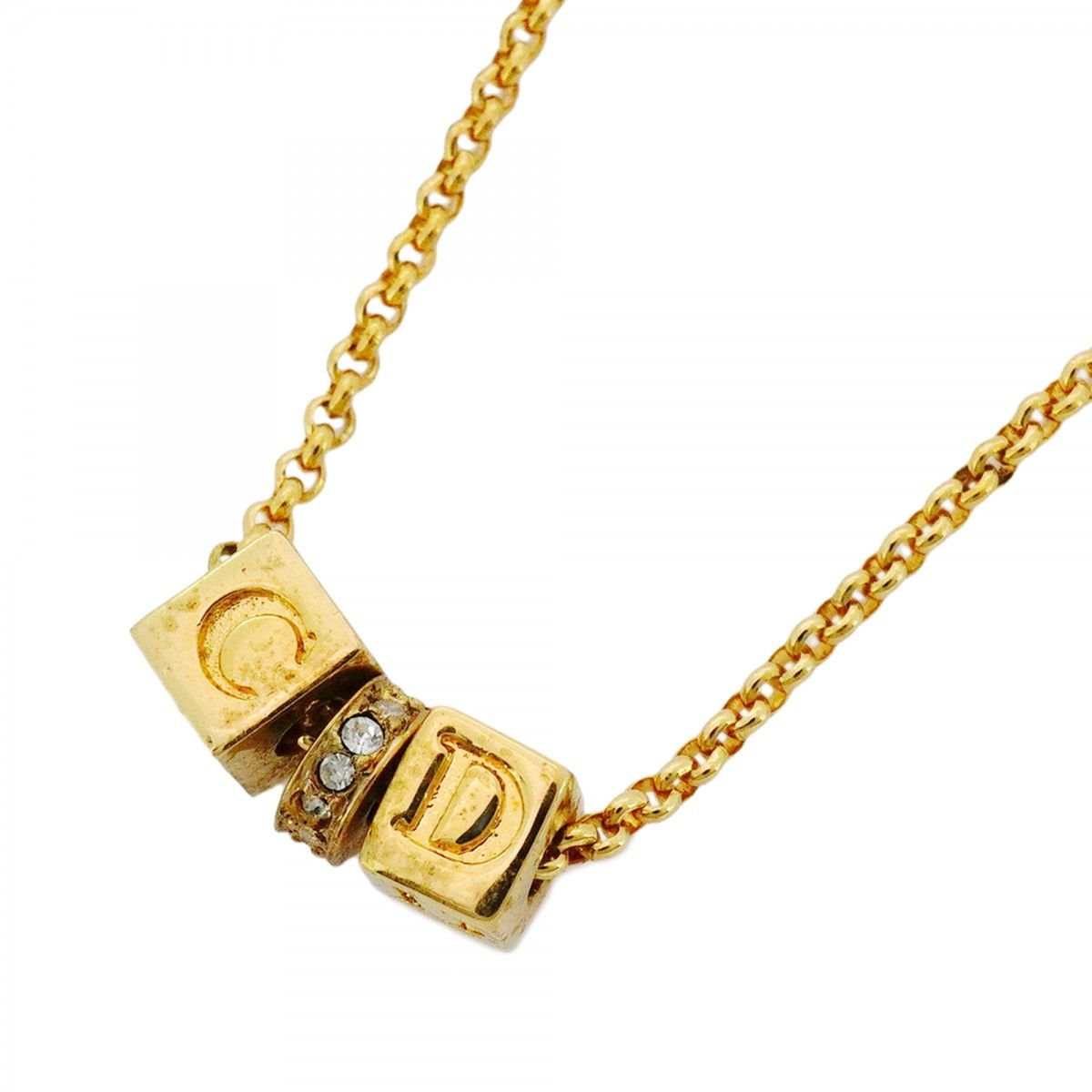 5job0466】クリスチャンディオール ネックレス CDロゴ GPメッキ ライン