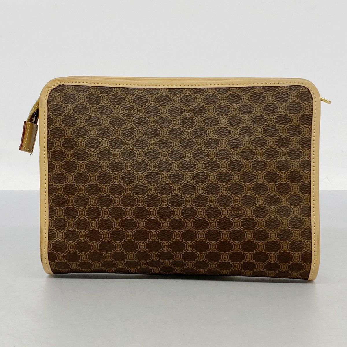 5oe4938-r】セリーヌ クラッチバッグ マカダム PVC 高品質 ブラウン