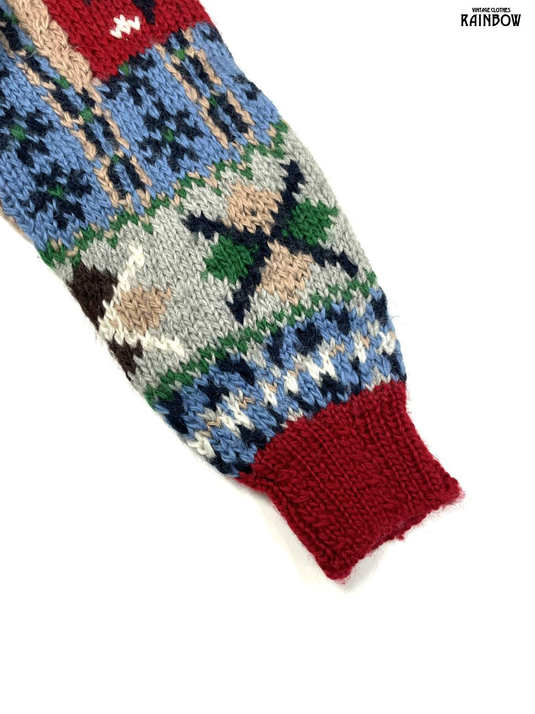  古着 総柄 ノルディック柄 長袖 ニット セーター 赤 ttu 2509162 その他 トップス