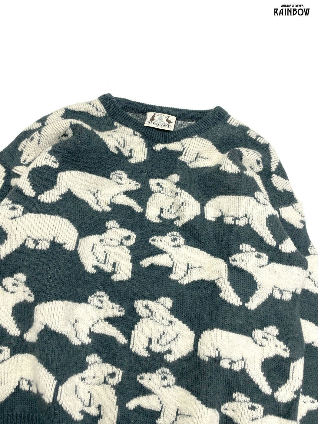 古着 コアラ 総柄 ピュアウール 長袖 ニット セーター グレー ttu 2509165