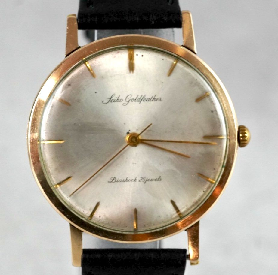 SEIKO セイコー G feather ゴールドフェザー 25石 手巻き 14 KGF 金張り 薄型 1960 s 60年代 ヴィンテージ antique アンティーク 稼働品 アナログ 3針 筆記体ロゴ 機械式