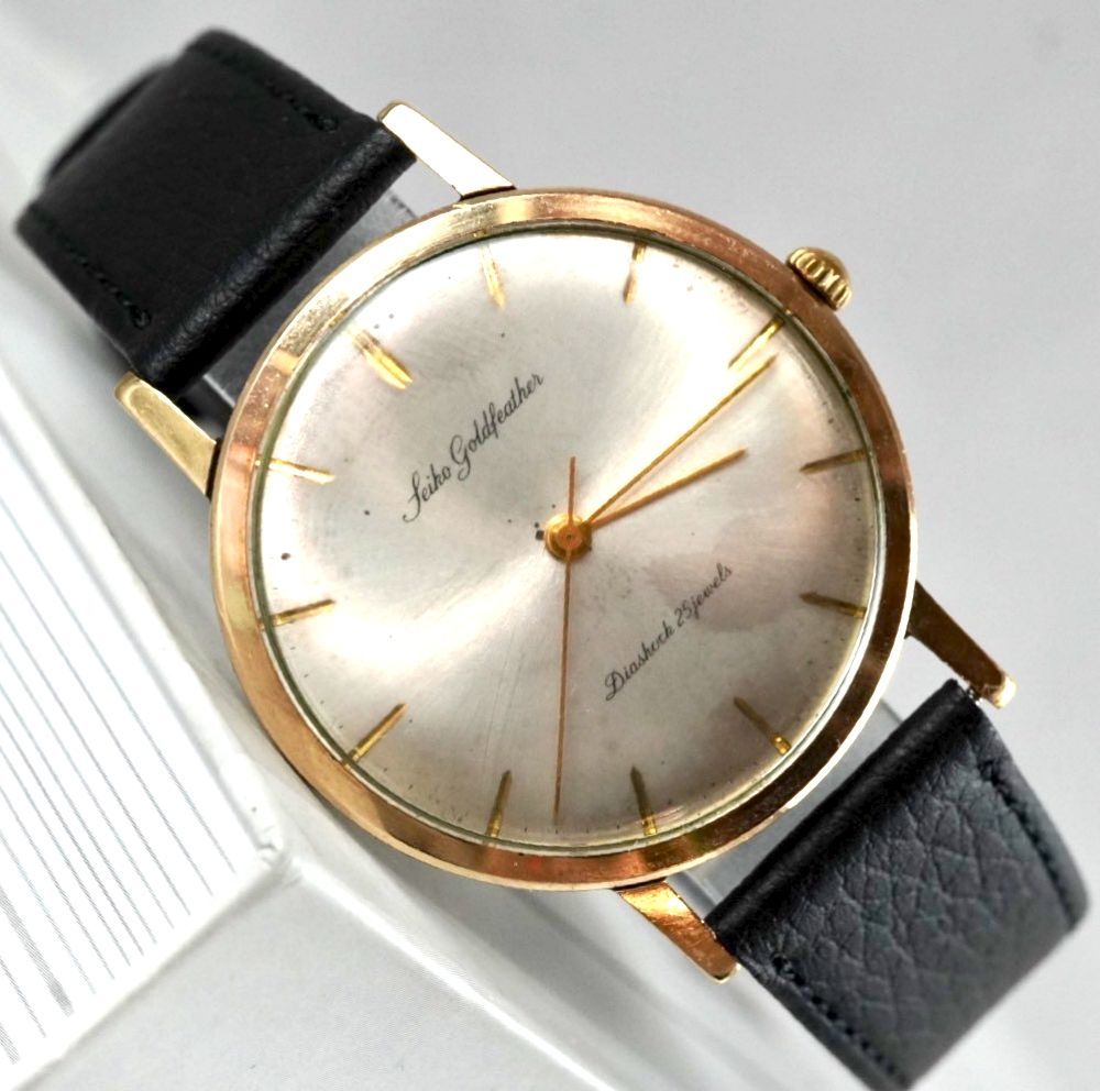 SEIKO セイコー G feather ゴールドフェザー 25石 手巻き 14 KGF 金張り 薄型 1960 s 60年代 ヴィンテージ antique アンティーク 稼働品 アナログ 3針 筆記体ロゴ 機械式