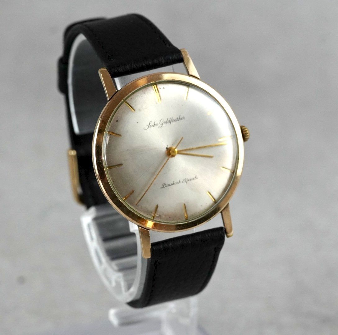SEIKO セイコー G feather ゴールドフェザー 25石 手巻き 14 KGF 金張り 薄型 1960 s 60年代 ヴィンテージ antique アンティーク 稼働品 アナログ 3針 筆記体ロゴ 機械式