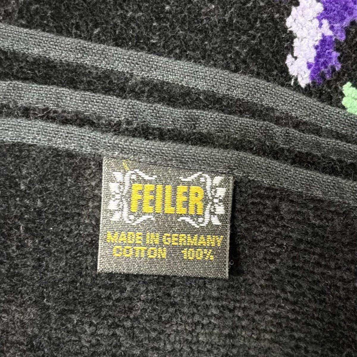 FEILER(フェイラー) 小物美品 - 黒×パープル×マルチ バスタオル/花柄