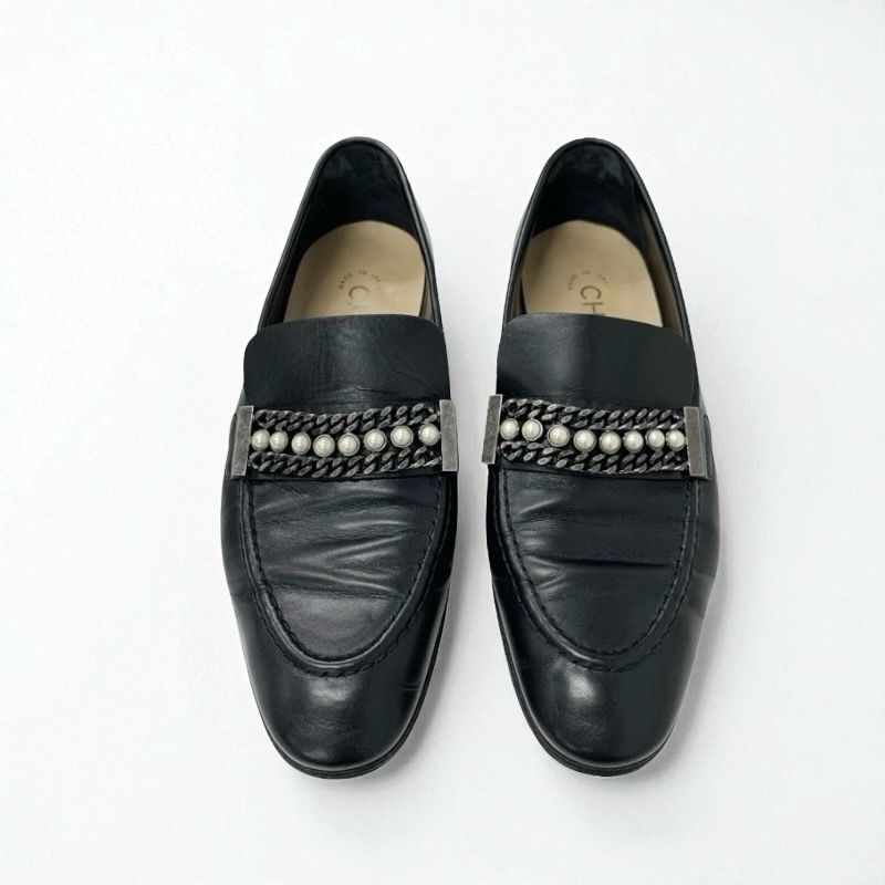 シャネル CHANEL ローファー 革靴 靴 シューズ レザー ブラック 黒