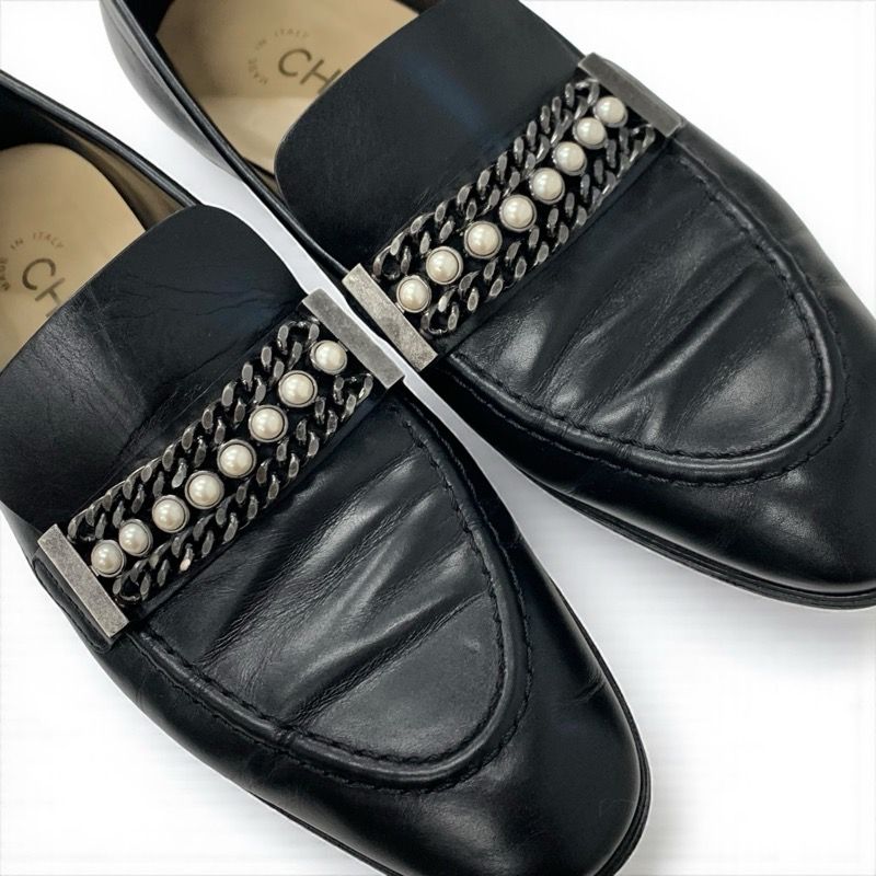 シャネル CHANEL ローファー 革靴 靴 シューズ レザー ブラック 黒