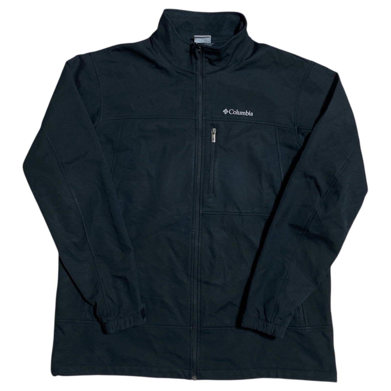 コロンビア Columbia ソフトシェルジャケット アウター フルジップ ブラック クルーザーバレーソフトシェル メンズ 古着 長袖
