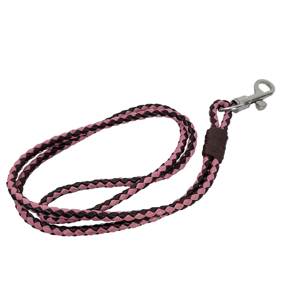 BOTTEGA VENETA ボッテガヴェネタ ストラップ - ピンク×ダークブラウン×シルバー ネックストラップ レザー