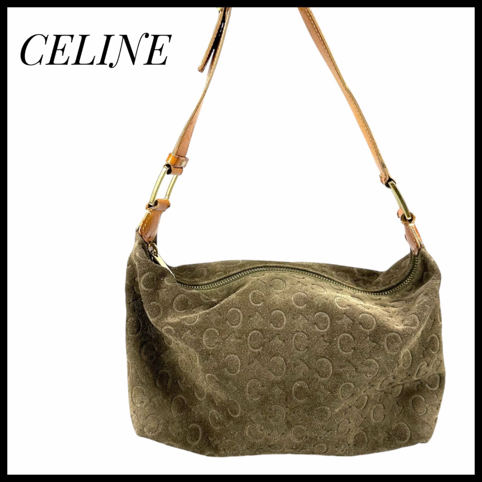 CELINE セリーヌ ワンショルダーバッグ スエード C マカダム レザー