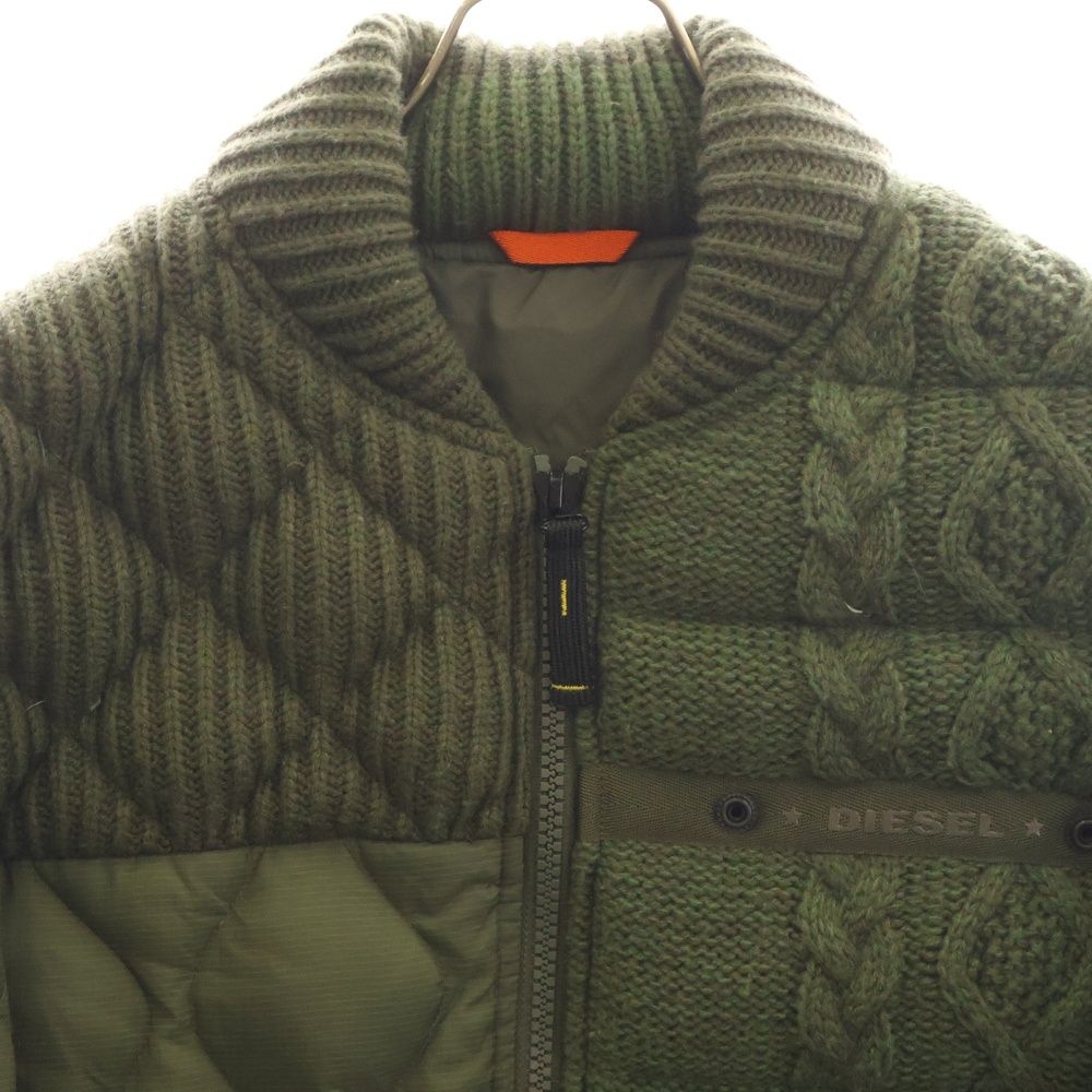 DIESEL (ディーゼル) ケーブルニットキルティングナイロンダウン
