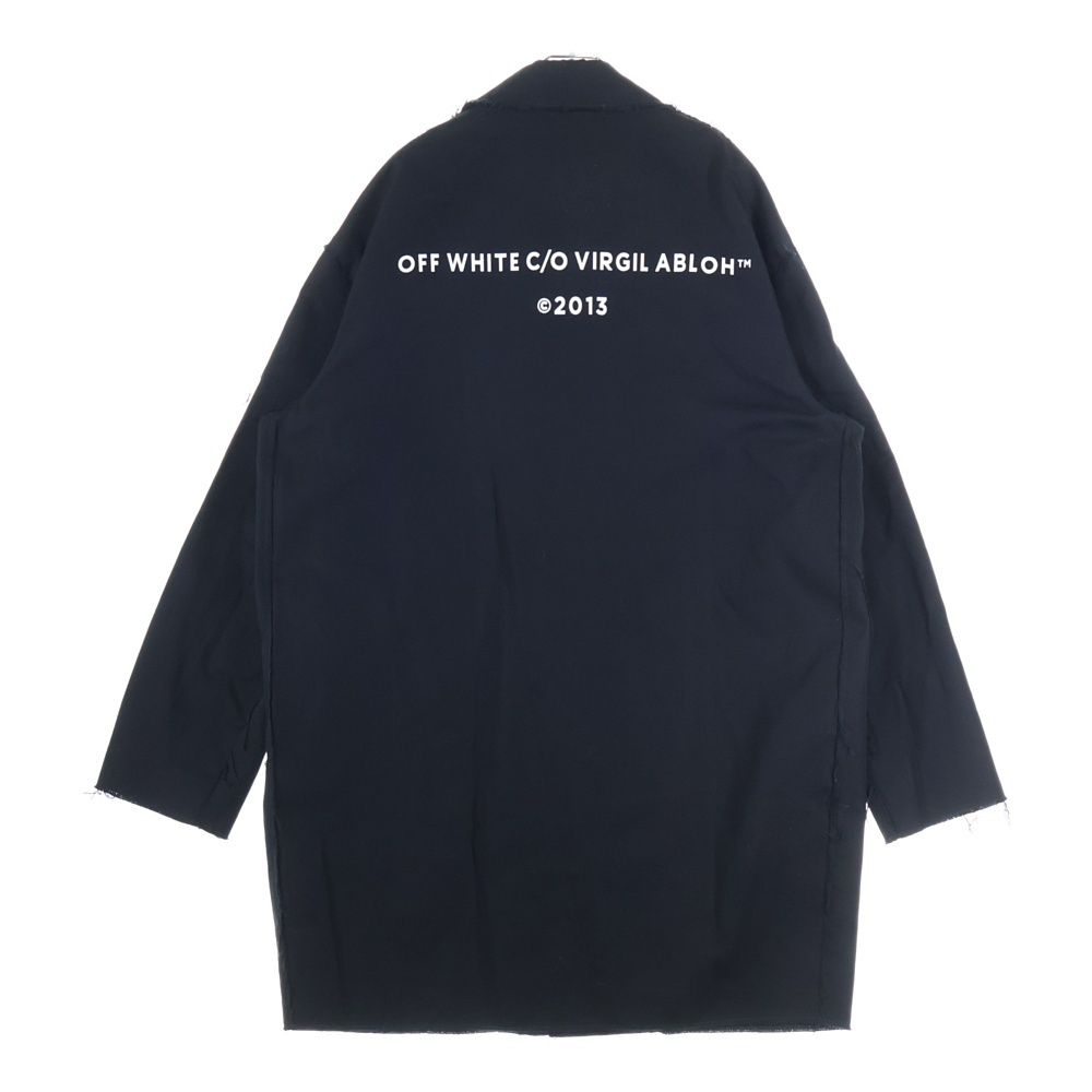 OFF-WHITE オフホワイト Virgil Abloh ヴァージルアブロー ロゴ ダメージ加工コート ジャケット ブラック